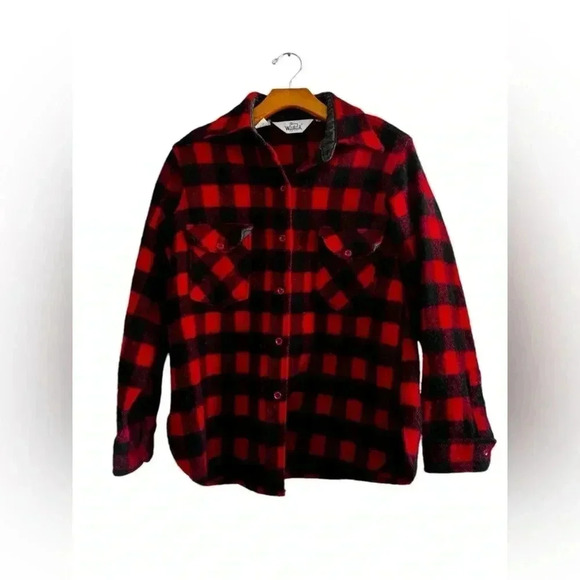 VTG Woolrich Buffalo Plaid Wool Mackinaw Cruiser Hunting Jacket Sz 18 - Picture 12 of 14